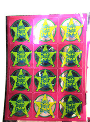 Vintage CTP Rootin Tootin Reader Shiny Foil Sheriff Star Stickers 1 Full Sheet +