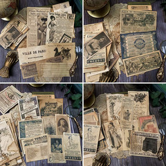 Vilikya Vintage Junk Journal Supplies, Coffee Dyed Decoupage Paper for Scrapbook