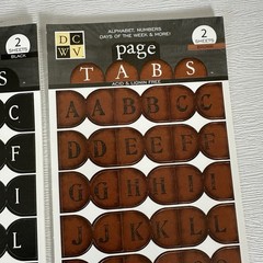 DCWV Stickers Scrapbooking Page Tabs White Black Brown Alphabet Letters Words