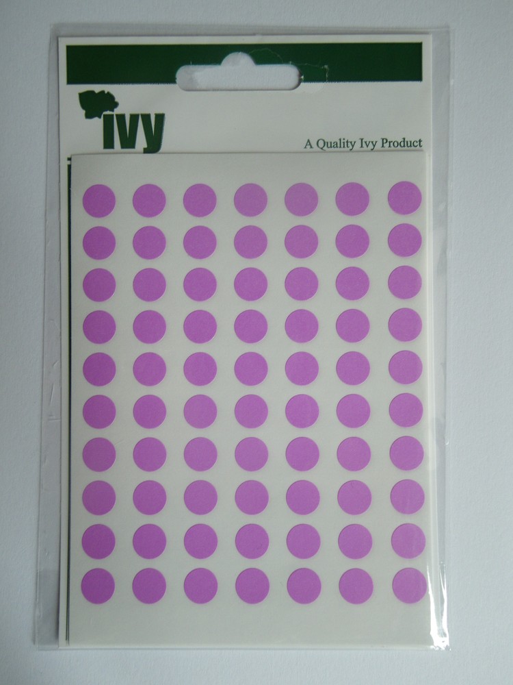 Ivy 980 Sticky Pink 8mm Labels Dots Round Circles Self Adhesive Stickers