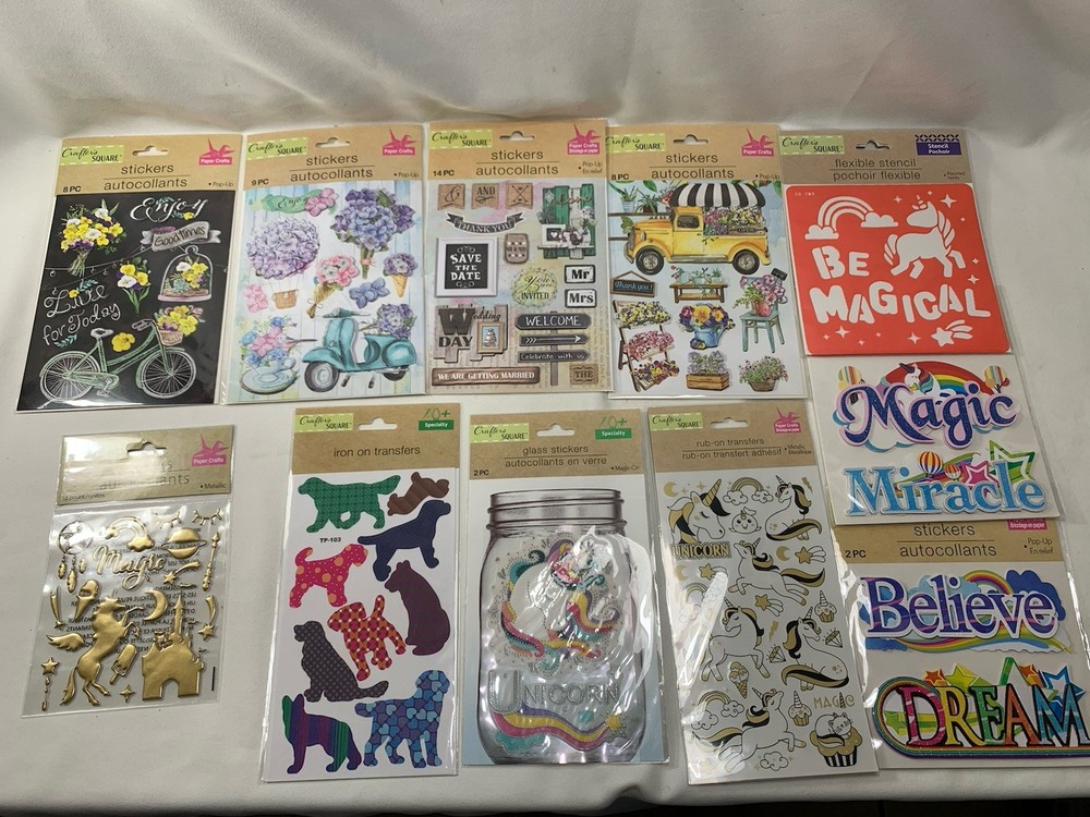 11 sheets Crafters Square Stickers Transfer Stncl Country Floral Magical Unicorn