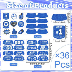 Blue Face Glitter Eye Black Stickers, 36PCS Football Baseball Eye Stickers, Brea