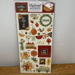 Lot of 5 Carta Bella Paper 6×13 Sheet of Chipboard Accents Hello Autumn, Travel