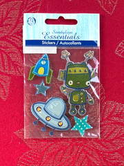 UFO ROCKET ROBOT STARS TOYS 3D STICKERS RECOLLECTIONS