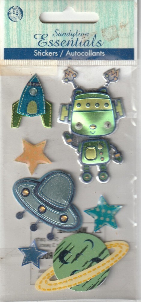 RARE! Sandylion Essentials 3D Stickers Robot SPACE Theme 23705 FAST FREE ship!