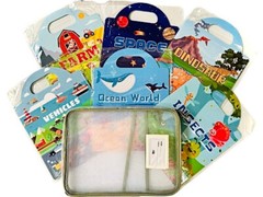 6 Theme Jelly Sticker Book Reusable Sticker with File Pocket, 2-6 years