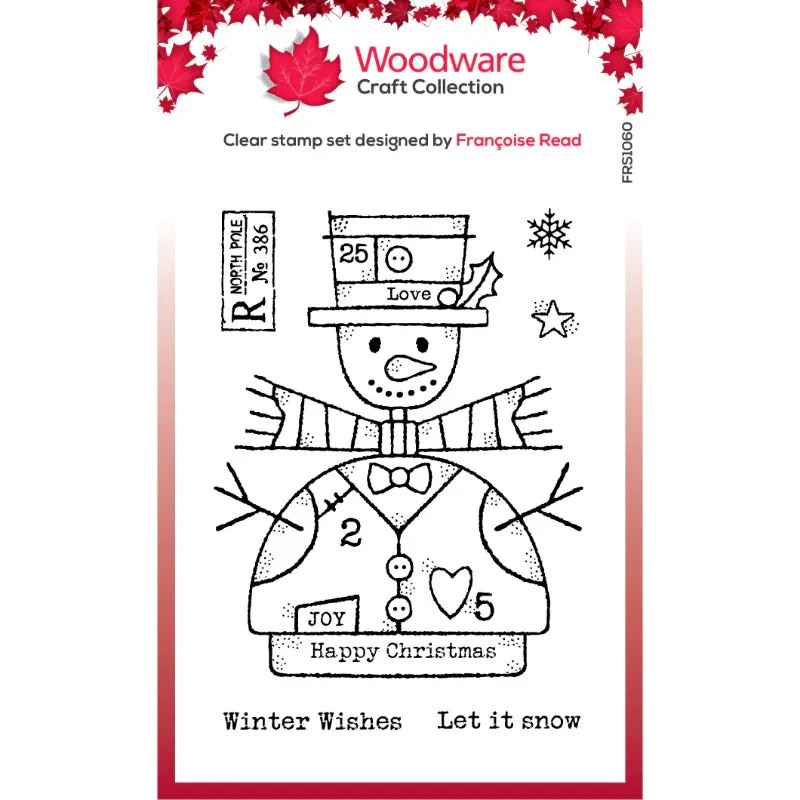 Woodware Craft COLLECTION CLEAR ACRYLIC STAMPS – WOODEN SNOWMAN