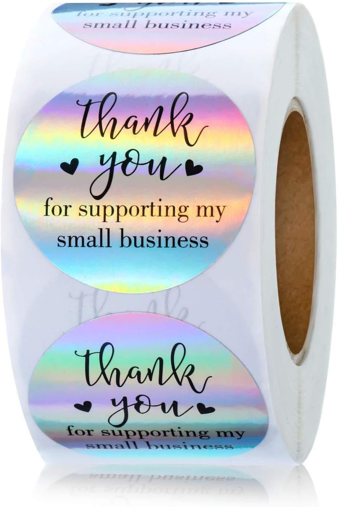 500Pcs Thank You for Supporting My Small Business Stickers 1.5 Inch Black and Sl