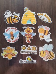 STICKERS x 10 Honey Bee Positive Apiculture Beehive Cartoon Sticker BEH3