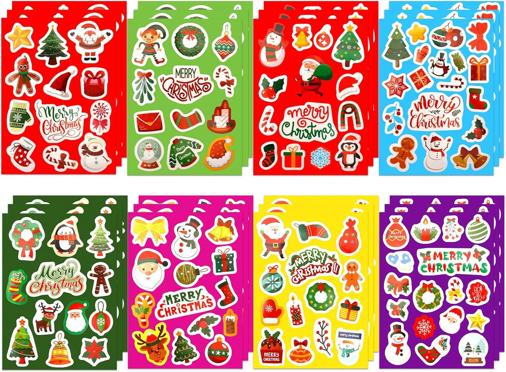 Christmas Stickers, 339 PCS 24 Sheets Merry Christmas Stickers for Cards Crafts