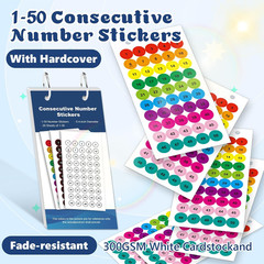 1000 Pcs Consecutive Number Stickers 1-50 20 Sheets 0.4 Inch Colorful Small roun