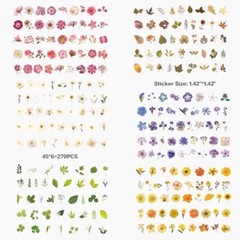 Pressed Flower Stickers Set, 270PCS Dried Flowers Waterproof Flower Language