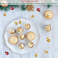 MIKIMIQI 60 Pcs Tiny Resin Bees Ladybugs Decor, Including 30 Pcs Bumble Bee Embe