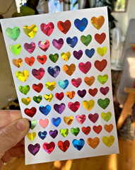 Lot Of 4 Sparkle Prismatic Rainbow Heart Sticker Sheets: Perfect For Planners!