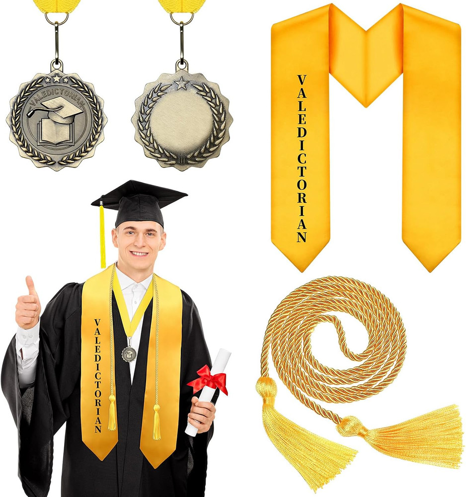 3 Pcs 2026 Graduation Stole and Award Medal Set Valedictorian Sash and Award