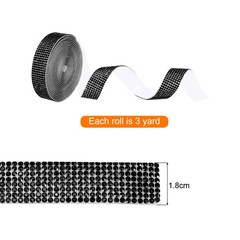 0.7 Inch Self Adhesive Rhinestone Strips 3 Yard for Crafts,Black