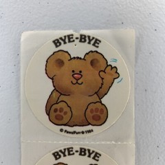 Vintage 80’s Bear Waving Bye-Bye Stickers PAWS/PURR 3 Mods Teddy Bear