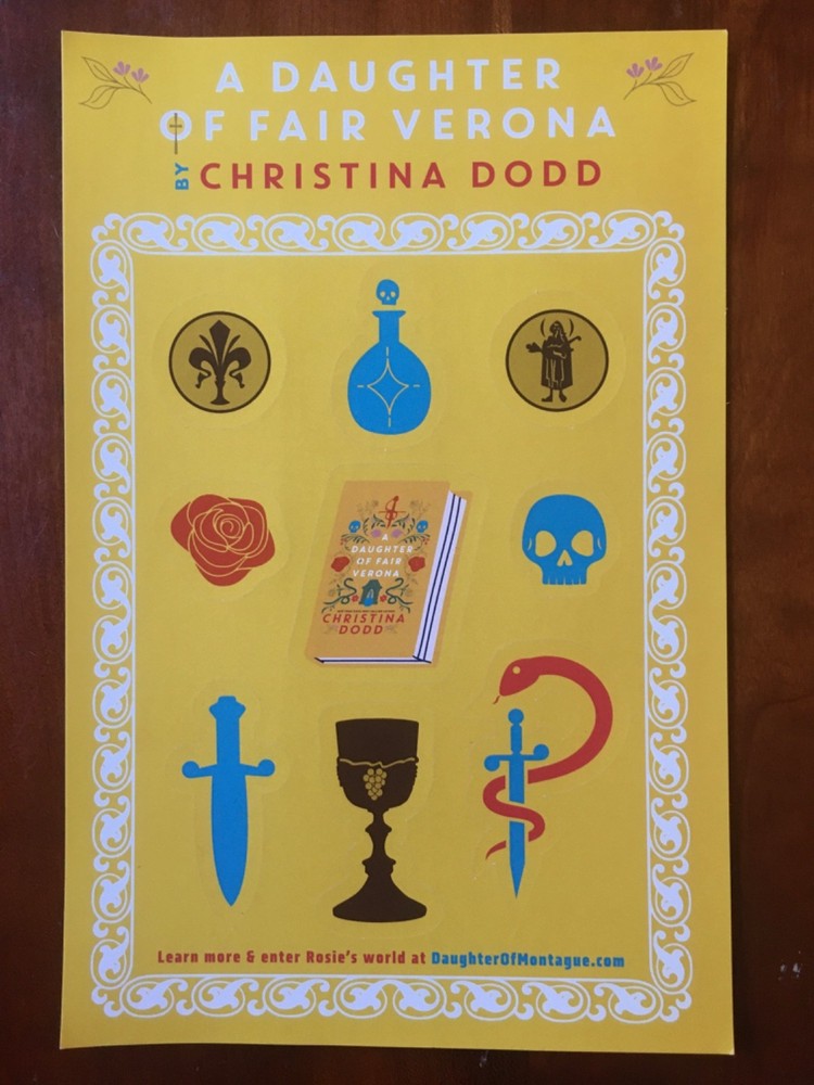 A Daughter of Fair Verona by Christina Dodd Sticker Promo Sheet – 5 sheets – NEW