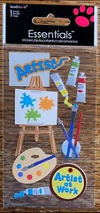 Keepsake Essentials Artist At Work Art Painting Paints Brush Easel 3D Stickers