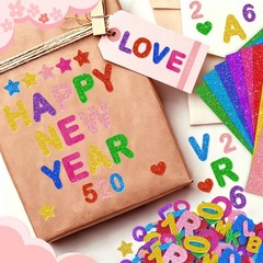 Huimdery Glitter Foam Letter Stickers 16 Colors