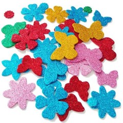 Glitter Foam Flower and Butterfly Shapes Stickers Self-Adhesive Stickers Kid’…