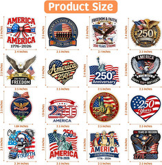(100pcs) 250th Anniversary USA Sticker, USA Patriotic 4th of July Stickers 1776–
