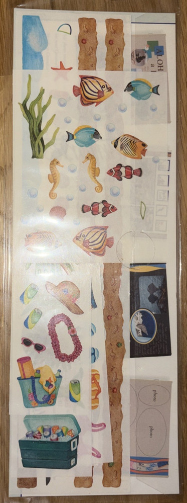 Creative Memories Tropical Beach Scrapbooking Sticker Sheet Fish Sand Seaweed
