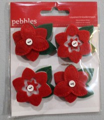 New Dimensional Pebbles scrapbook stickers felt poinsettias layered