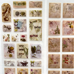 Vintage Style Botanical Insect Stickers 3 Sheets Scrapbooking Journaling Collage