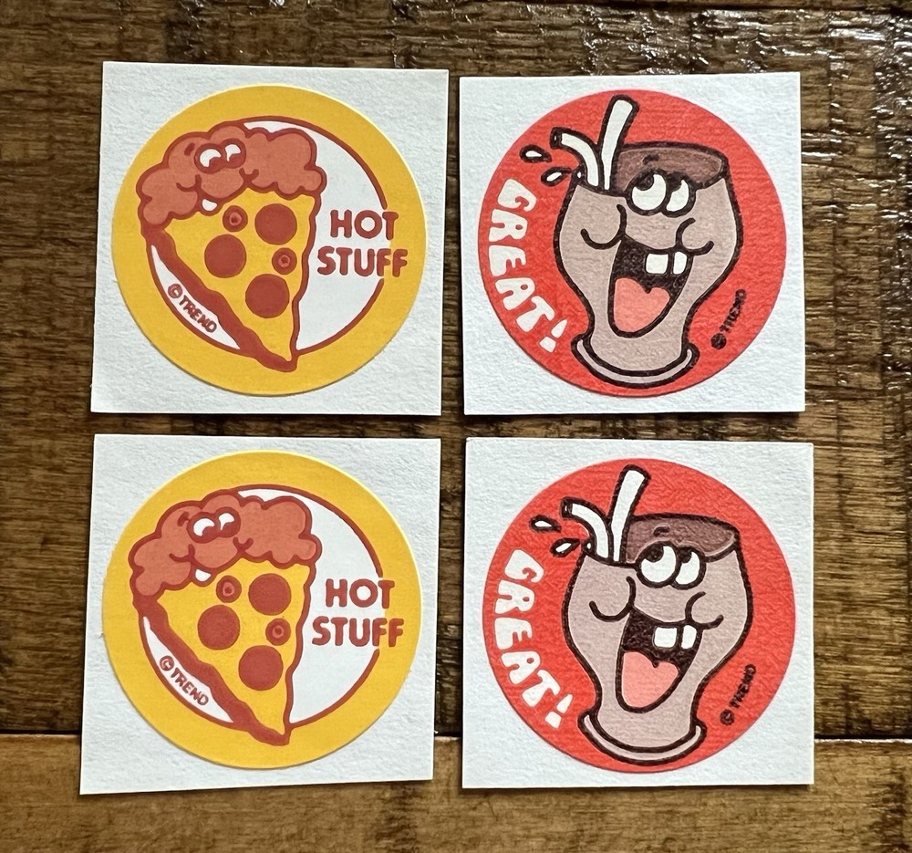 Vintage 1980s Trend Scratch N Sniff Pizza Cola Stickers
