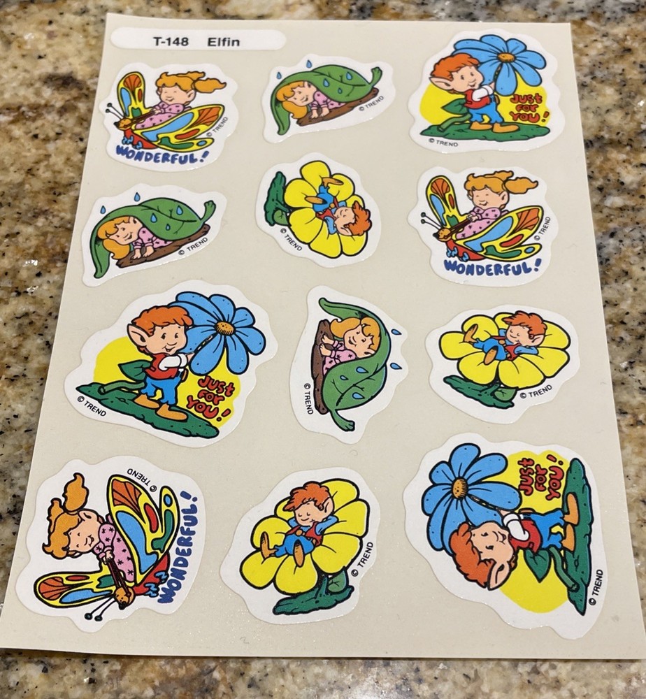 Vintage Trend T-148 Stinky Stickers sheet 12 Scratch & Sniff Elfin Elves