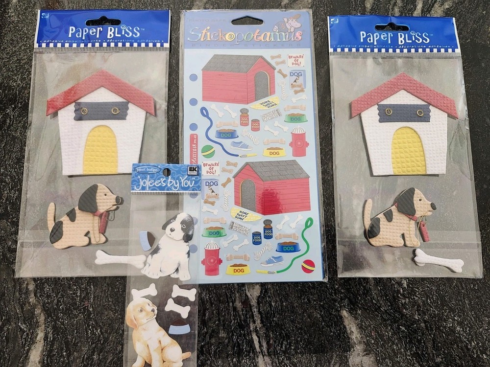 Lot of 4 Dog Scrapbook Stickers Paper Bliss, Jolee’s by You, and Stickopotamus