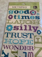 K&COMPANY STICKERS GLITTER WORDS LETTERS WORDS DESIGNS 25PCS (Separate letters)