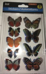 jot Butterflies Orange/Black Silver Holo 9ct BUTTERFLY Stickers w/3-D Wings BNIP