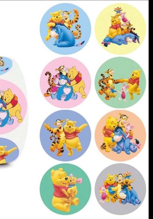 40 PCs Round 1” Winnie The Pooh Stickers Tigger Eeyore Teachers Kids Reward