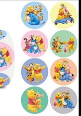 40 PCs Round 1” Winnie The Pooh Stickers Tigger Eeyore Teachers Kids Reward