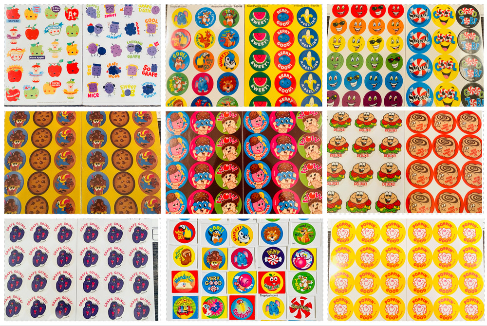Mixed Scents | Scratch and Sniff Stickers Desserts Fruits Candy Animals Rewards