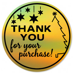Christmas Thank You Stickers 2” Round Green Tree Design Small Business