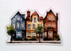 Colorful City Style Fairy Tale House Clear Vinyl Decal Sticker Water Resistant