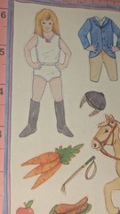 Vintage American Greetings Stickers Paper Doll Girl Horse Equestrian One Sheet