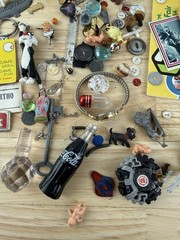 Junk Drawer Vintage Supplies Steampunk Mixed Media Pewter Game Pieces Buttons