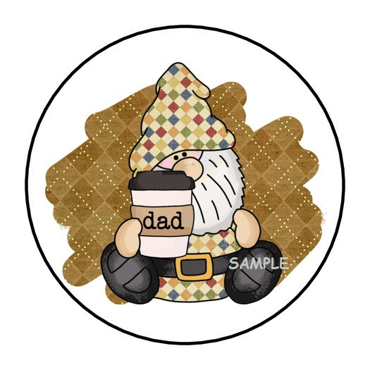 30 GNOME FATHER’S DAY ENVELOPE SEALS LABELS STICKERS 1.5″ ROUND DAD COFFEE