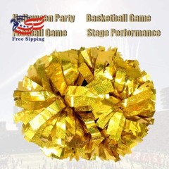 2PCS Cheerleading Pom Poms Foil Plastic Metallic Cheerleader Sport Kids Adults