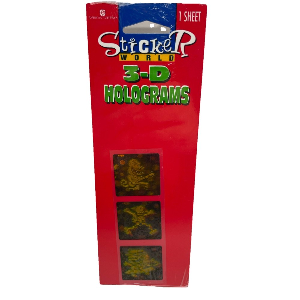 Sealed Vintage American Greetings 3-D Holograms Monster Stickers 1 Sheet Skate