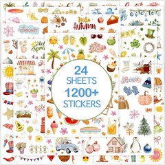 Planner Stickers 24 Page, 1000+ Stickers, Multicolor, Paper, Vintage Style, H…