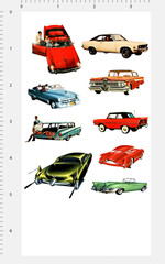 Vintage Classic Car Sticker Sheet 1950s Retro Automobile Aesthetic Vinyl Decals