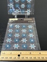 2 Recollections Glitter Snowflake Embellishment 20pcs Stickers Blue & White New