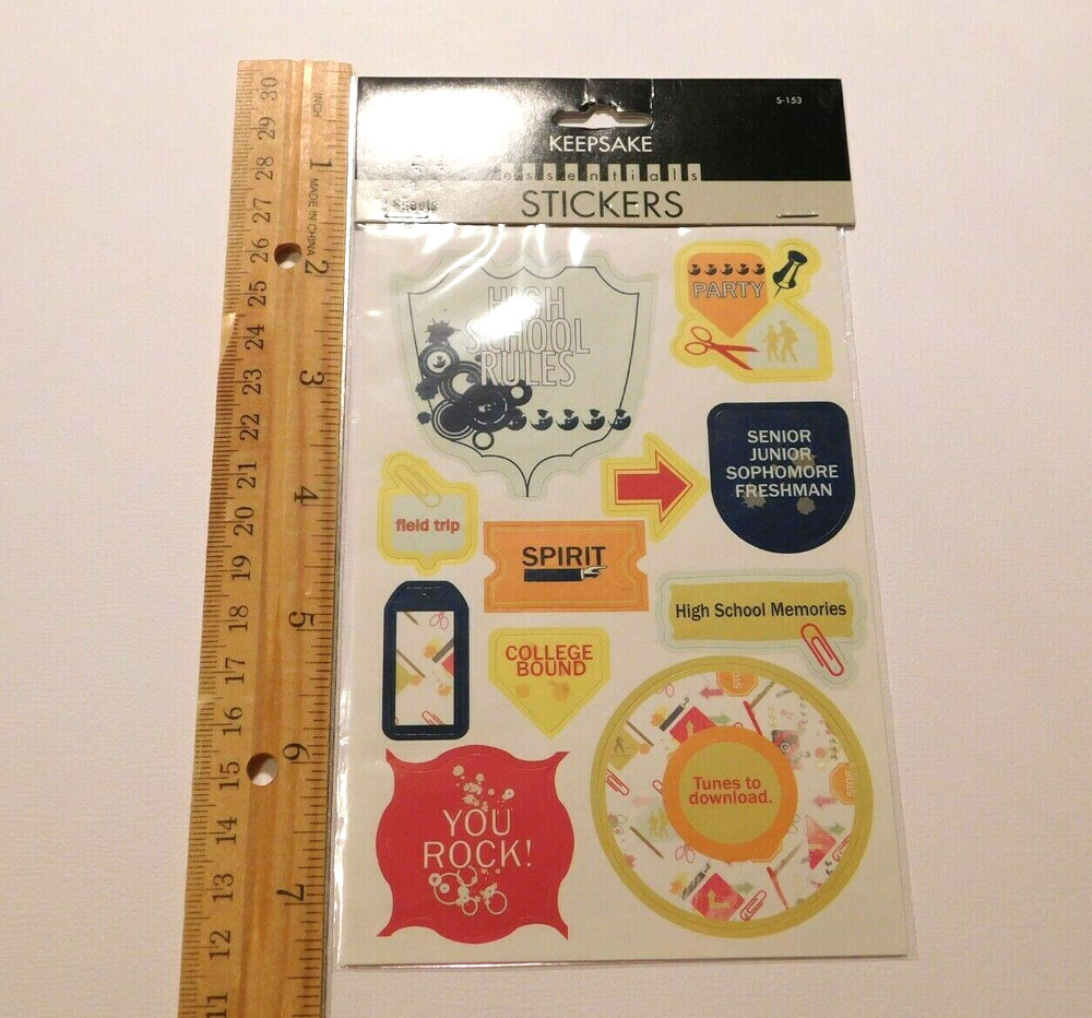Keepsake Essentials Stickers Lot 2 Sheets Package ~High School~ Creativity Inc