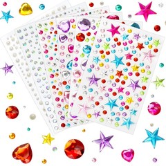 1296 pcs Gem Stickers Rhinestones for Crafts, Sparkling Cute Star Heart Round…