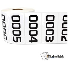 Numbered Stickers 0001-1000, Waterproof Vinyl, 3×1.5 in